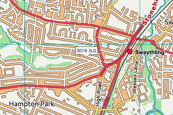 SO16 3LG map - OS VectorMap District (Ordnance Survey)