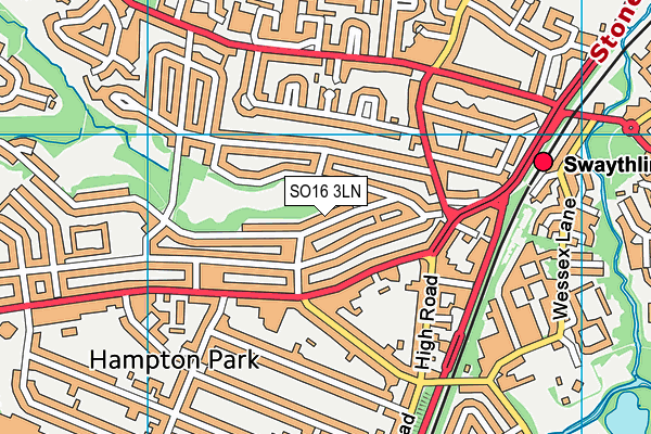 SO16 3LN map - OS VectorMap District (Ordnance Survey)