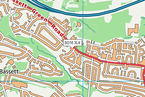 SO16 3LX map - OS VectorMap District (Ordnance Survey)