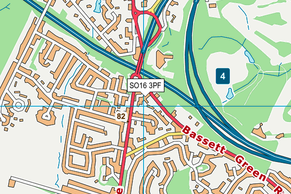 SO16 3PF map - OS VectorMap District (Ordnance Survey)