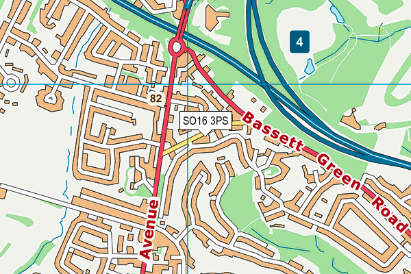SO16 3PS map - OS VectorMap District (Ordnance Survey)