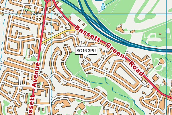 SO16 3PU map - OS VectorMap District (Ordnance Survey)