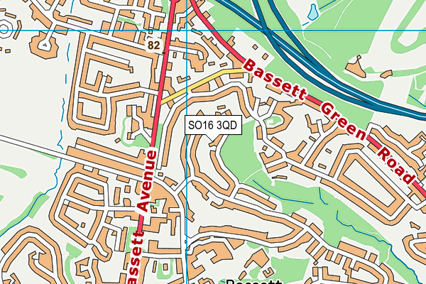 SO16 3QD map - OS VectorMap District (Ordnance Survey)