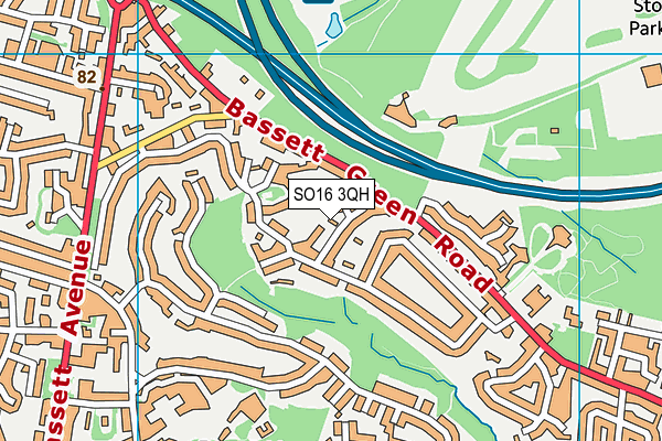 SO16 3QH map - OS VectorMap District (Ordnance Survey)