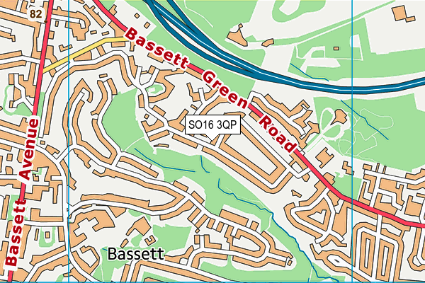SO16 3QP map - OS VectorMap District (Ordnance Survey)