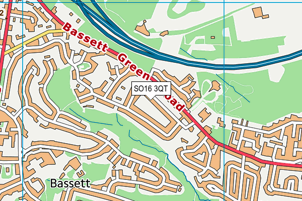 SO16 3QT map - OS VectorMap District (Ordnance Survey)