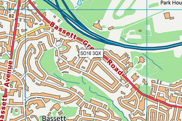 SO16 3QX map - OS VectorMap District (Ordnance Survey)
