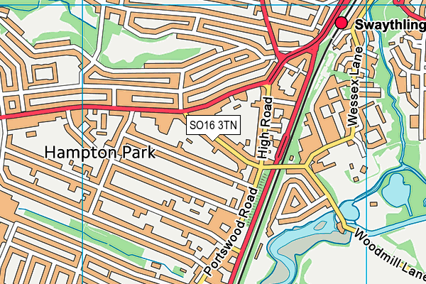 SO16 3TN map - OS VectorMap District (Ordnance Survey)