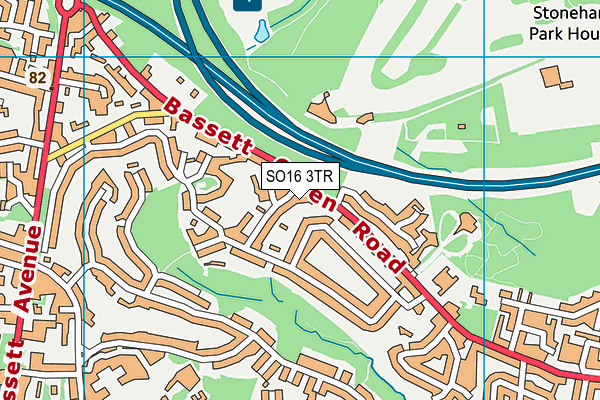 SO16 3TR map - OS VectorMap District (Ordnance Survey)
