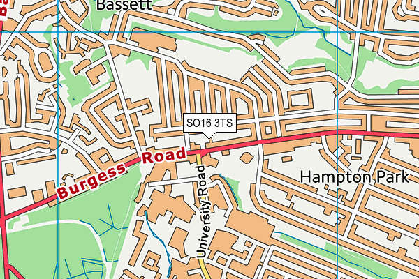 SO16 3TS map - OS VectorMap District (Ordnance Survey)