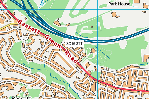 SO16 3TT map - OS VectorMap District (Ordnance Survey)