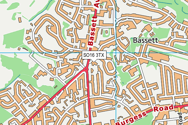 SO16 3TX map - OS VectorMap District (Ordnance Survey)