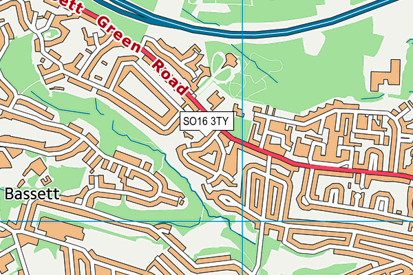 SO16 3TY map - OS VectorMap District (Ordnance Survey)