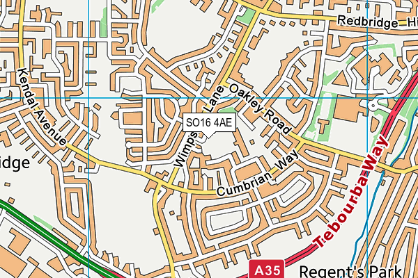 SO16 4AE map - OS VectorMap District (Ordnance Survey)