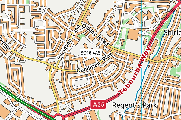 SO16 4AS map - OS VectorMap District (Ordnance Survey)