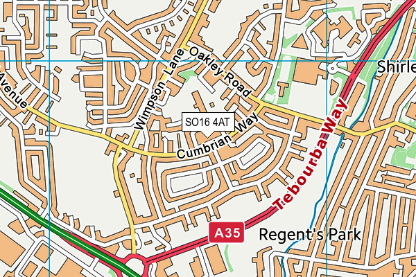 SO16 4AT map - OS VectorMap District (Ordnance Survey)