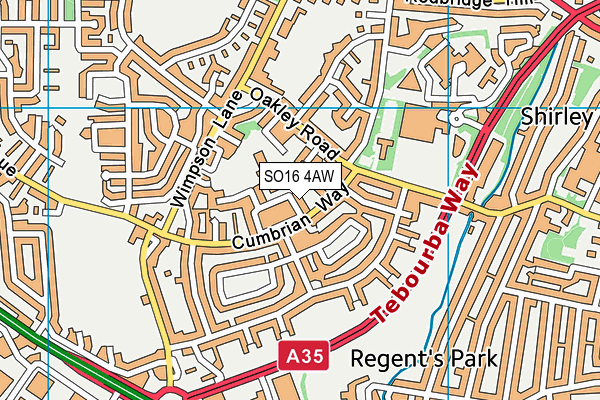 SO16 4AW map - OS VectorMap District (Ordnance Survey)