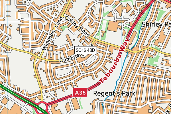 SO16 4BD map - OS VectorMap District (Ordnance Survey)