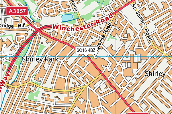 SO16 4BZ map - OS VectorMap District (Ordnance Survey)