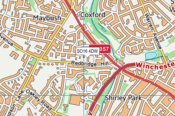 SO16 4DW map - OS VectorMap District (Ordnance Survey)