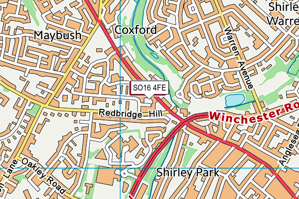 SO16 4FE map - OS VectorMap District (Ordnance Survey)