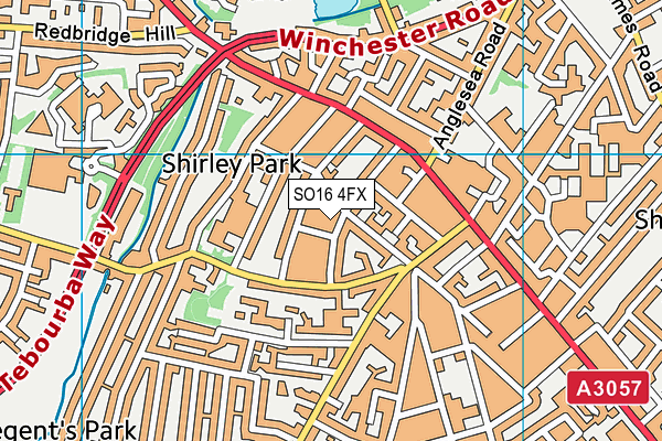 SO16 4FX map - OS VectorMap District (Ordnance Survey)