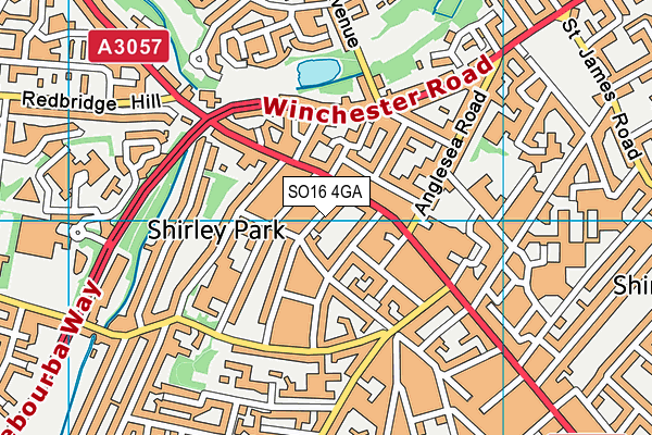 SO16 4GA map - OS VectorMap District (Ordnance Survey)