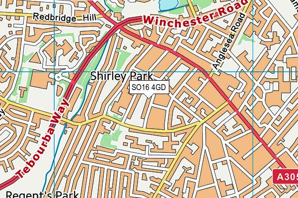 SO16 4GD map - OS VectorMap District (Ordnance Survey)