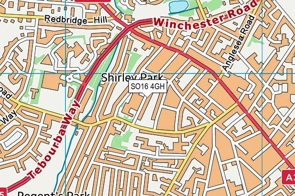SO16 4GH map - OS VectorMap District (Ordnance Survey)