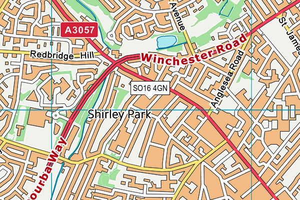 SO16 4GN map - OS VectorMap District (Ordnance Survey)