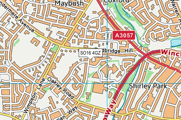SO16 4GZ map - OS VectorMap District (Ordnance Survey)