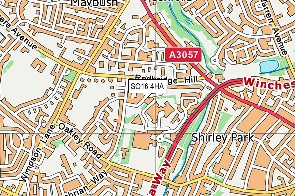 SO16 4HA map - OS VectorMap District (Ordnance Survey)