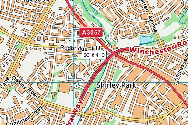 SO16 4HD map - OS VectorMap District (Ordnance Survey)