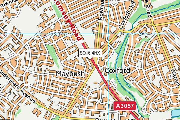 SO16 4HX map - OS VectorMap District (Ordnance Survey)