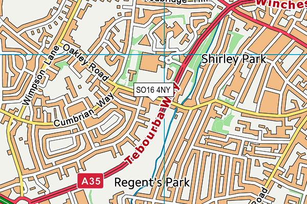 SO16 4NY map - OS VectorMap District (Ordnance Survey)