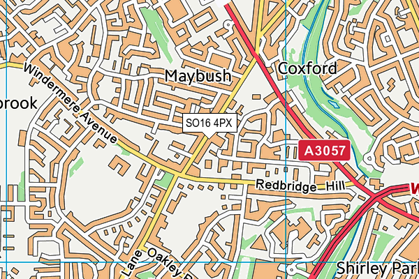 SO16 4PX map - OS VectorMap District (Ordnance Survey)