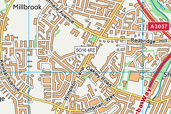 SO16 4PZ map - OS VectorMap District (Ordnance Survey)