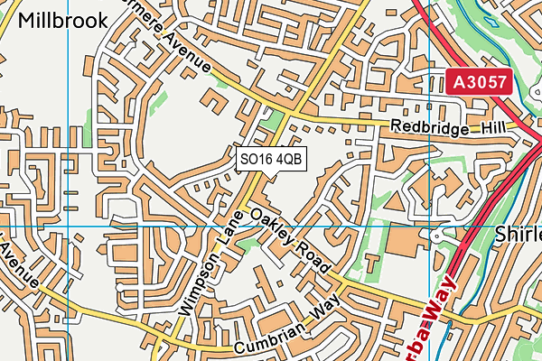 SO16 4QB map - OS VectorMap District (Ordnance Survey)
