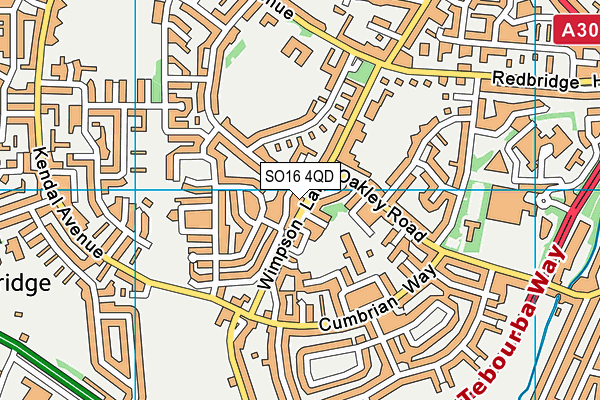 SO16 4QD map - OS VectorMap District (Ordnance Survey)