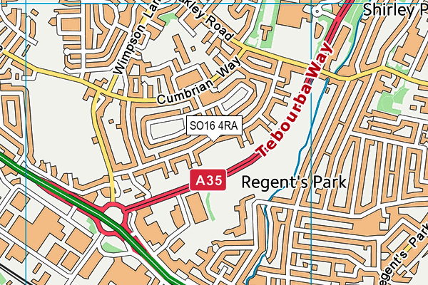 SO16 4RA map - OS VectorMap District (Ordnance Survey)