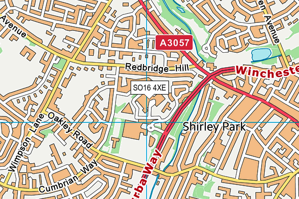 SO16 4XE map - OS VectorMap District (Ordnance Survey)