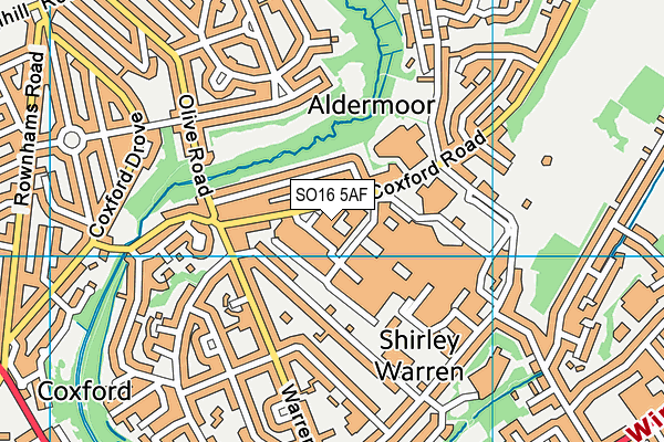 SO16 5AF map - OS VectorMap District (Ordnance Survey)