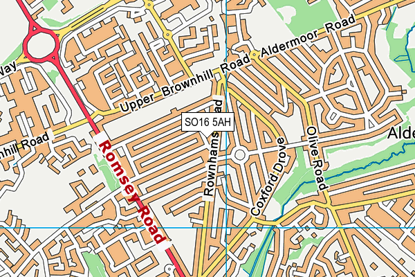 SO16 5AH map - OS VectorMap District (Ordnance Survey)