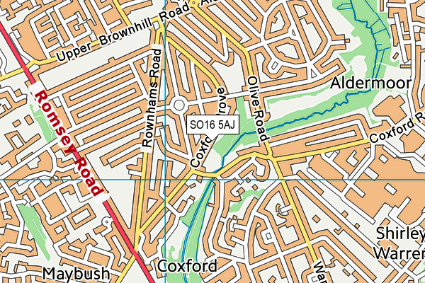 SO16 5AJ map - OS VectorMap District (Ordnance Survey)