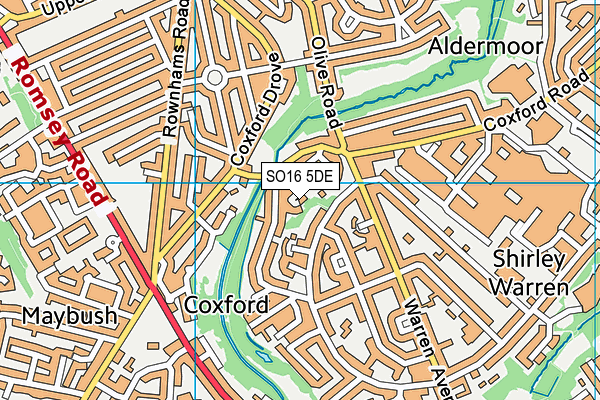 SO16 5DE map - OS VectorMap District (Ordnance Survey)