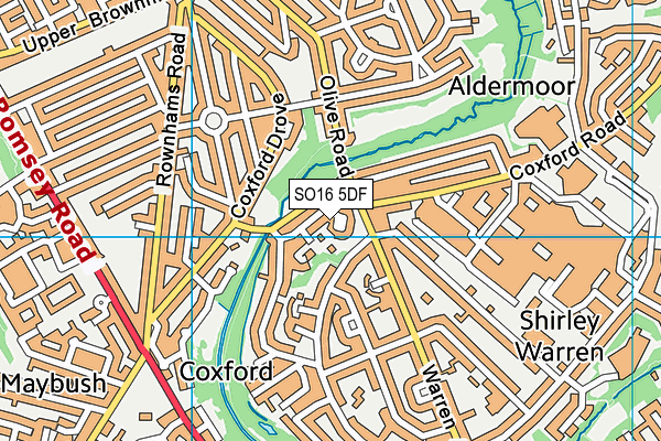 SO16 5DF map - OS VectorMap District (Ordnance Survey)