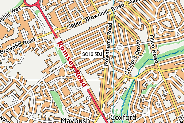 SO16 5DJ map - OS VectorMap District (Ordnance Survey)