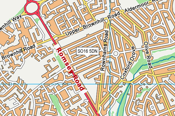 SO16 5DN map - OS VectorMap District (Ordnance Survey)