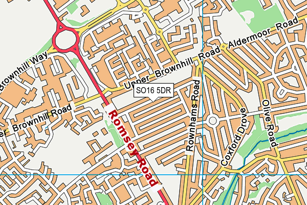 SO16 5DR map - OS VectorMap District (Ordnance Survey)