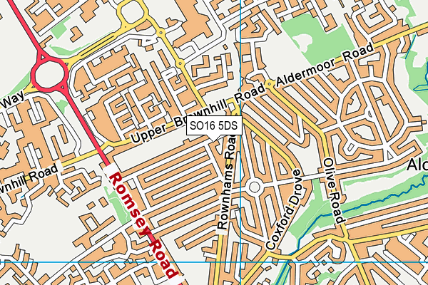 SO16 5DS map - OS VectorMap District (Ordnance Survey)